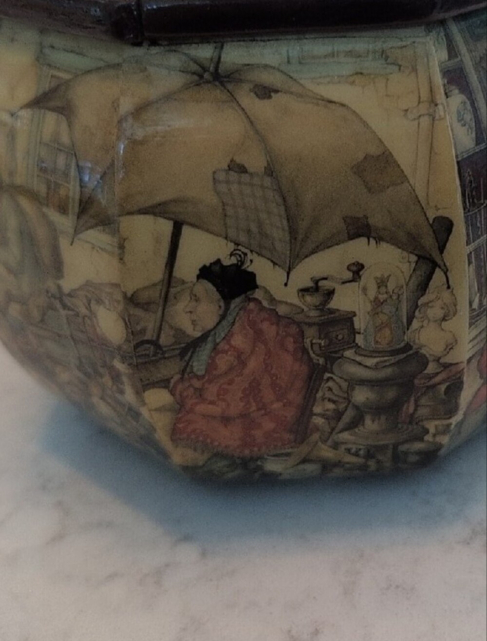 Vintage Anton Pieck Wood & Decoupage Jewelry Box Handbag - Picture 5 of 16